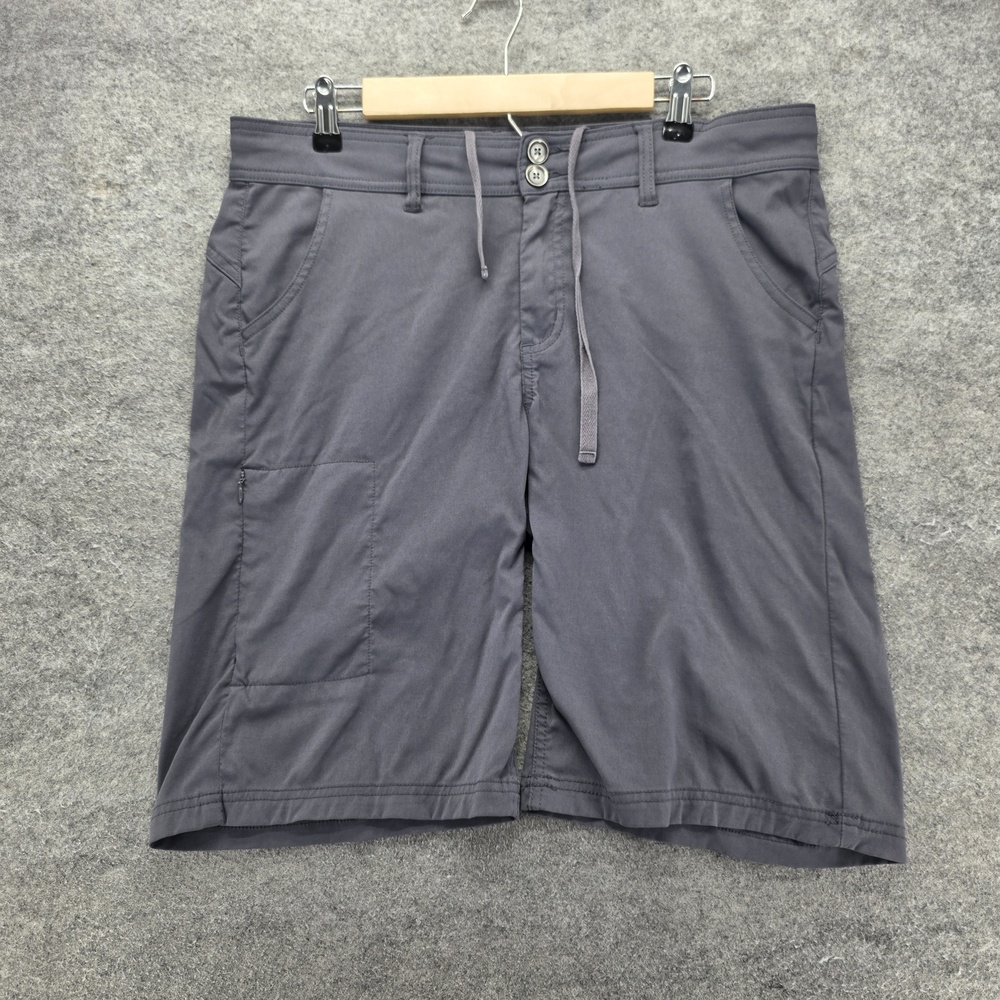 PrAna Shorts Womens 10 Gray Stretch Nylon Hiking 11 Inseam Pockets Drawstring